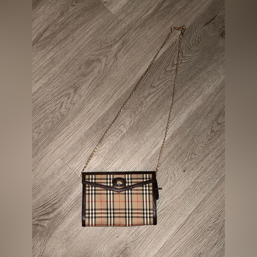 Burberry Clutch with Gold Metal Chain